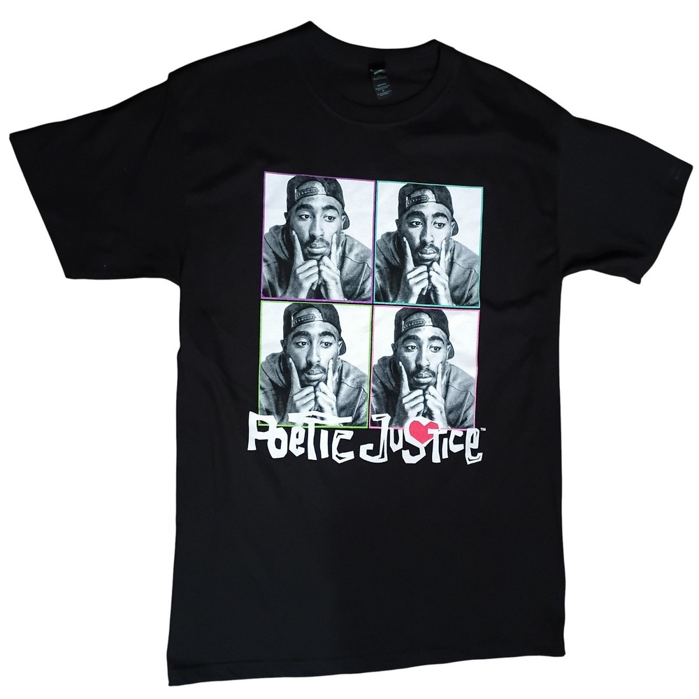M & O Gold Tupac Poetic Justice Hip Hop Graphic Tee Black Medium T-Shirt